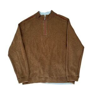 Tommy Bahama Reversible Quarter Zip Pullover Brown Light Blue Mens Small/Medium